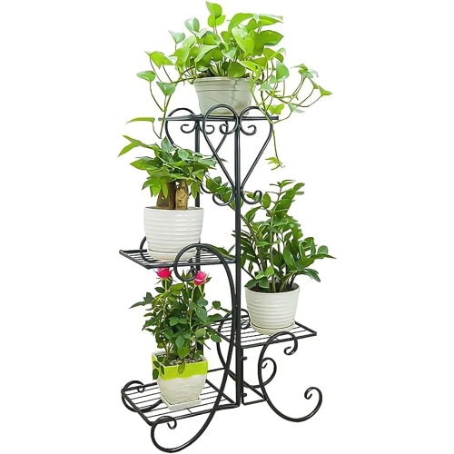 Blumenständer aus Metall | Blumenregal | Schwarz | MF-S05-BLACK