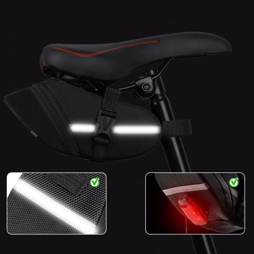 Wasserdichte Fahrradtasche aus strapazierfähigem 600D-Material | Leichte, aerodynamische Satteltasche mit Reflektoren | 600DCWBW-208