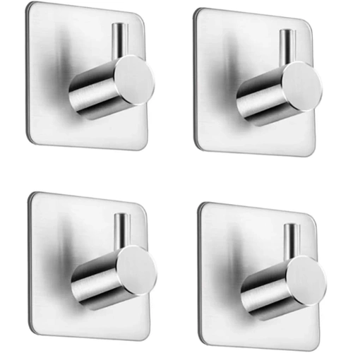 Silberner Kleiderhaken für Kleidung, Handtücher, Geschirrtücher | Selbstklebende Halterung für Küchenutensilien | BXG-4PCS-SILVER