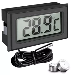 Digitales Thermometer | Mini-Messgerät mit wasserdichter Sonde | schwarz | KTM-050-BLACK