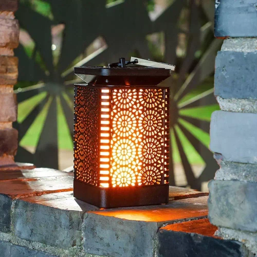 Garten Solar-LED-Laterne Fackel-Lampion Laterne | 17cm 600mAh Flammeneffekt | Solarlampe - Tischfackel SMF-12LED