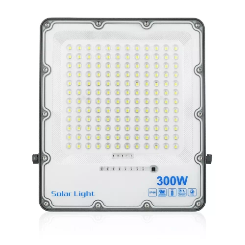 LED-Flutlicht Set | 300 W + Solarpanel 6 V/15 W mit Fernbedienung | 5.000 lm, 12.000 mAh, IP66