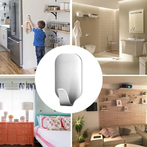 Möbelhaken | selbstklebender Wandhaken für Tücher, Handtücher, Küchenzubehör | 10 Stück | silber | BXV-10PCS-SILVER