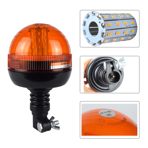 LED Warnleuchte auf Pfosten montiert | Warnblitz | Drehlicht | LED-03L-3-V2
