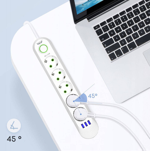 Steckdosenleiste 5 m | 5 Steckdosen + 3x USB | weiß | LH-F05U