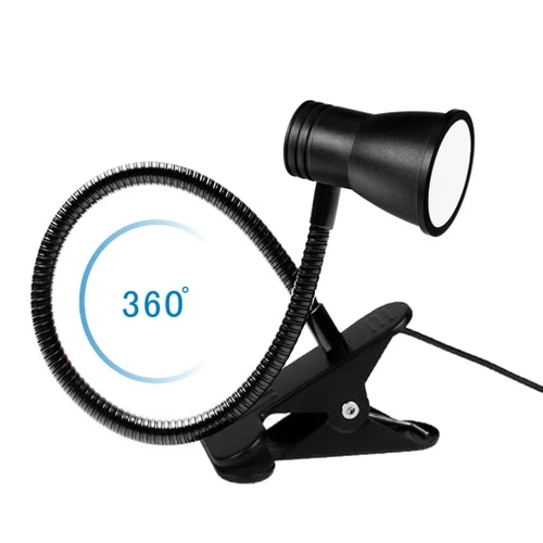 Schreibtischklemmlampe | Flexible Leselampe | Nachtlicht mit Farbwechseloption | USB-LED-Lampe | FH-08-5W-BK