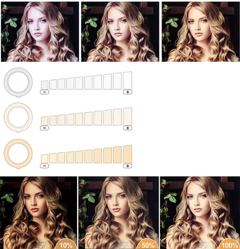 LED-Ringlicht | stufenlose Farb- und Helligkeitseinstellung, Stativ 195 cm, 3 Smartphone-Halterungen, Transporttasche | YQ-480B