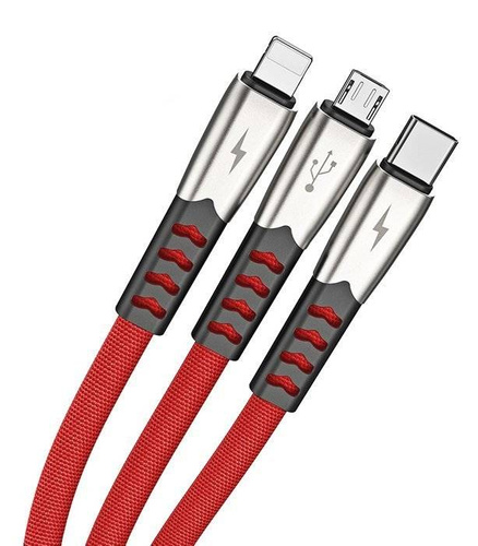3-in-1 verstärktes USB-Kabel für Telefon - Micro USB, Type-C, Lightning (iPhone) | UC-009