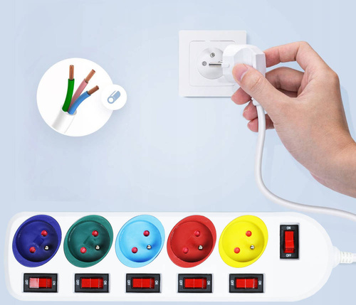 Steckdosenleiste | 5 Steckdosen 230 V, 1,8 m Kabel, einzeln schaltbar | BA-3505