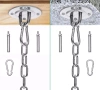 Hängesessel-, Schaukel- und Hängematten-Befestigungsset | Halterung, 1,5m Kette, 2 Karabinerhaken, 4 Dübel | ACS-08-Silber