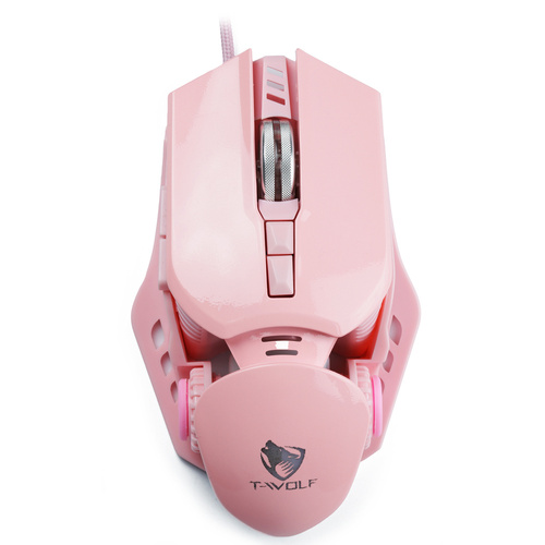 Rosa Gaming-Maus für Computer, kabelgebunden, optisch, USB | LED-RGB-Hintergrundbeleuchtung | 1200-6400 DPI, 7 Tasten | G530