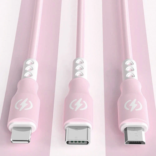USB-Ladekabel | 3-in-1, mit drei Anschlüssen | pink | B2-3in1-pink