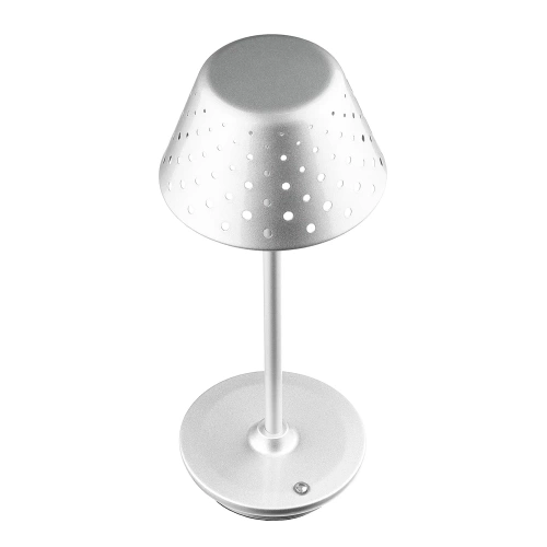 Tischlampe mit eingebautem Akku | Nachtlicht mit drei Leuchtfarben | Stimmungsvolle Lampe für Hotel, Restaurant | HJA15-SILVER