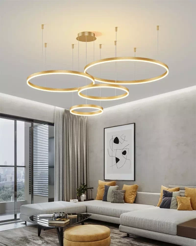 LED-Pendelleuchte, mehrteilig, modern | 136 W | gold | RLK-C04-136W-G