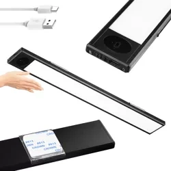 LED-Möbelleuchte mit Bewegungsmelder | kabelloses Nachtlicht mit Sensor | Unterbauleuchte 30 cm | HSL-S30CM-BLACK