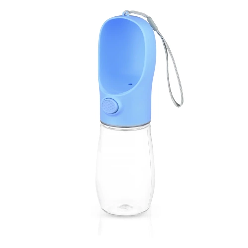 Tragbare Trinkflasche für Haustiere | Wasserflasche für Hund oder Katze | Trinkflasche mit angehängter Schale | PAC-500ML-BLUE