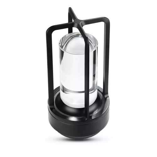 Camping-Tischlampe mit eingebautem 2000mAh Akku und Touchpanel | 3 Lichtfarben, dimmbar | Schwarz | HJA27