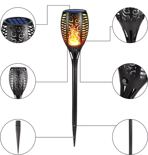 LED-Gartenfackel solar | 58 cm | 33 SMD 2835 LEDs | HYD-33LED