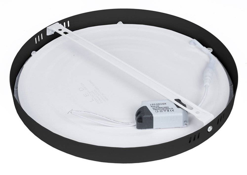 Schwarze, runde LED-Deckenleuchte 24W | Flimmerfreies CCD-Oberflächenpanel | SY-SR124-B