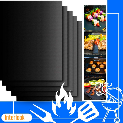 Grill-Teflonmatte | Mehrfachgrillrost | Grillpfanne | BTF-430-B-5x