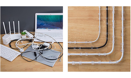 Kabel- und Leitungsorganizer Set | 10 Stück | mit Nano-Klebeband-Clips | transparent | KZ-D58
