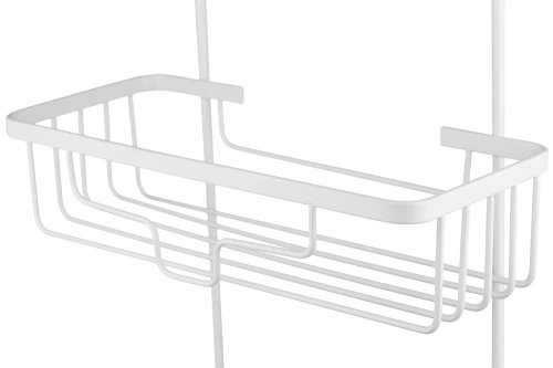 Metallregal fürs Badezimmer | Weiße Duschablage für die Glastür der Duschkabine | MJ2568-WHITE