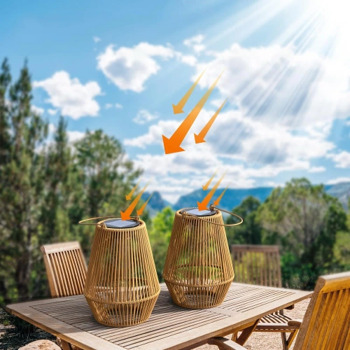 Kabellose Solarlampe | Gartenlampe mit Halterung | JX21-Bambus