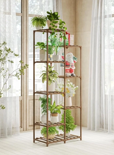 Holz-Pflanzenregal | Pflanzenständer für Blumentöpfe | Blumenregal | NZ252-BAMBOO