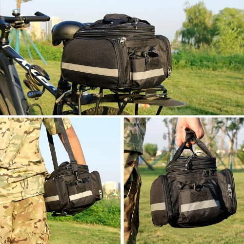 Wasserdichte Fahrradtasche für den Kofferraum 27L | Fahrradtasche mit Regenhülle und Reflektoren | Robuste 3-in-1 Fahrradtasche | ZTB-670