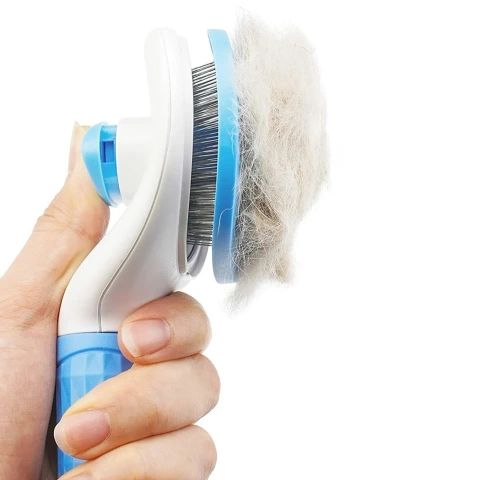 Hundekatzenhaarentfernungsbürste | Selbstreinigende Tierpflegebürste | PSC-195-BLUE