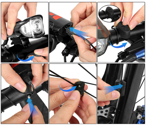 LED-Fahrrad-Frontleuchte | integrierte Hupe 120 dB | Fahrradcomputer-Funktion | 4 Leuchtmodi, 300 lm, 8 h Laufzeit, 1.500 mAh | BL063