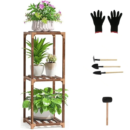 Holzblumenständer für Töpfe | Pflanzenständer | Blumenregal | NZ237-BAMBOO