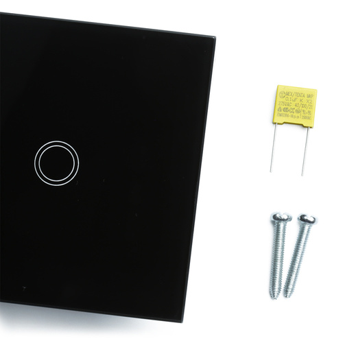 Einzelner Touch-Lichtschalter | gehärtetes Glas | schwarz | SW86-1