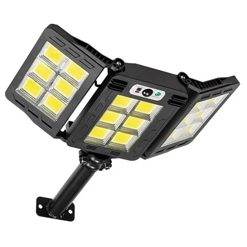 Garten Solar-LED-Lampe mit Bewegungs- und Dämmerungssensor IP65 | 3 verstellbare Panels | 360 LED-COB-Lampen | IR-Fernbedienung | LD-W786