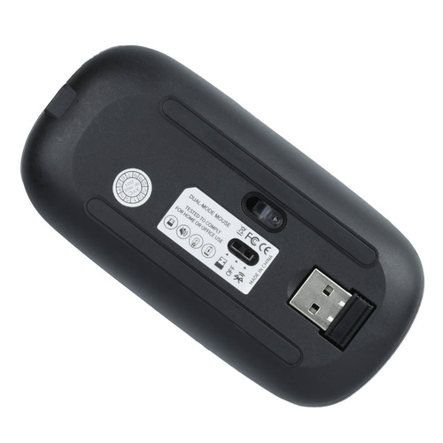 Kabellose optische Bürocomputermaus | 2,4 GHz + Bluetooth 5.2 | 800-1600 DPI | Schwarz | X1-Dual