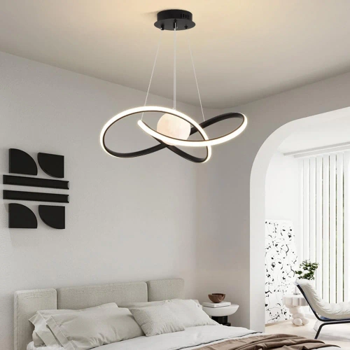 LED-Hängeleuchte 60W | Stilvolle Mond-3D-Lampe | RLT-50CM-60W-B