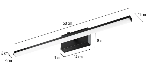 Wandleuchte über dem Spiegel | Badezimmerbeleuchtung | Lampe, Bildleuchte | MIR-50CM