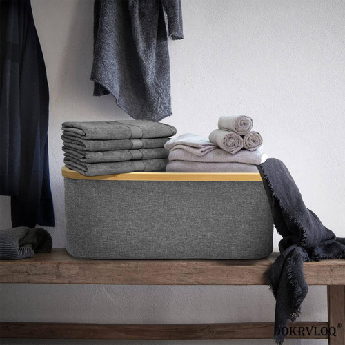 Wäschekorb | faltbar, Stoff, auch als Spielzeugbox oder Organizer für Zubehör nutzbar | grau | OCF-302-GREY