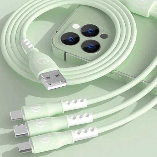 USB-Kabel mit drei Ladeanschlüssen | B2-3in1-grün