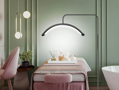 Tätowierstudio-Lampe | Schattenfreie LED-Kosmetiklampe | Bodenlampe für Kosmetiksalons, Wimpern- und Nagelstyling | EPT-135-WEISS