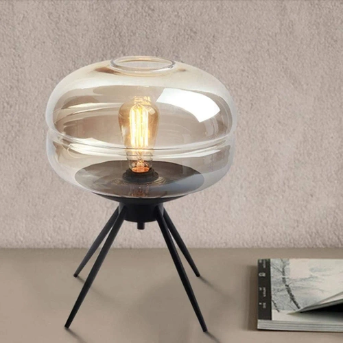 Stilvolle Nachttischlampe mit Glaslampenschirm | Moderne Glas-Tischlampe | BH-233-TS
