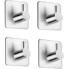 Silberner Kleiderhaken für Kleidung, Handtücher, Geschirrtücher | Selbstklebende Halterung für Küchenutensilien | BXG-4PCS-SILVER