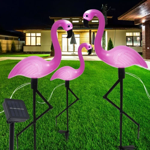 Garten Solar-LED-Laterne Flamingos 3er Set | 51cm, 600mAh | BRD-3IN1