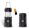Solar Camping LED Laterne, Taschenlampe mit Powerbank-Funktion | Schwarz | HWL-001-EU