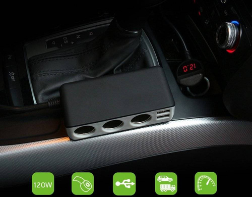 Zigarettenanzünder-Steckdosenverteiler | Voltmeter | 4 USB-Anschlüsse | HC67B