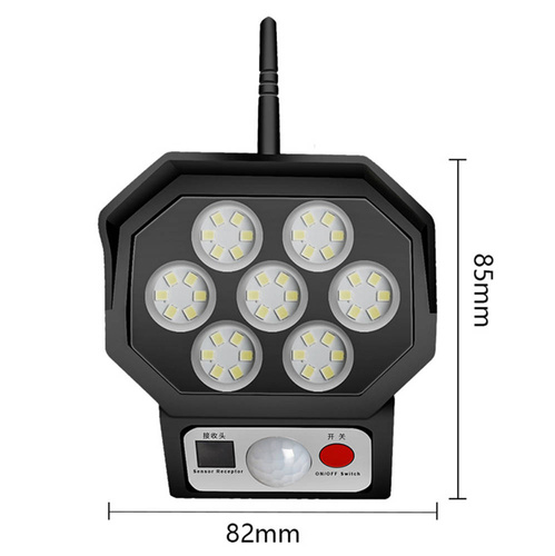 Solar-Gartenlampe mit LED, Bewegungs- und Dämmerungssensor | Kamerablende | IP65 | 42 SMD-LEDs | IR-Fernbedienung | AH016-42