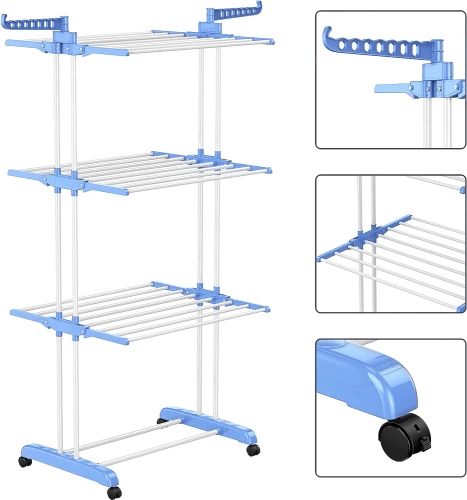Wäschetrockner | Vertikaler Kleiderständer | Horizontaler Wäschetrockner | TW-116-BLUE