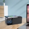 FM-Radio mit Wecker und kabelloser Ladefunktion | Multifunktionslautsprecher mit Bluetooth und Induktionsladegerät | WD-500-BK