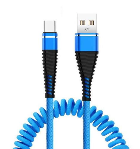 Typ-C 1M | Spiralkabel USB zum Aufladen des Telefons | Quick Charge 3.0 2.4A | AM32