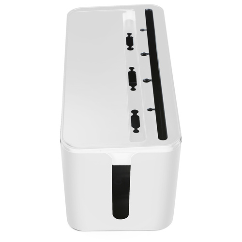 Kabel-Organizer BOX mit Handyhalterung | Behälter für Steckdosenleisten und Kabel | JB2318-Weiß